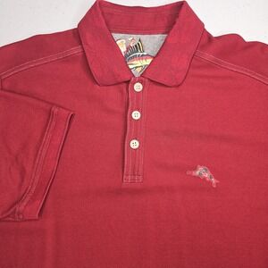 TOMMY BAHAMA Men's Large Red Santa Short Sleeve Polo Shirt -2241